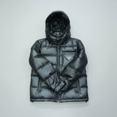 Prada Triangle Logo Down Puffer Jacket - Gloss Black